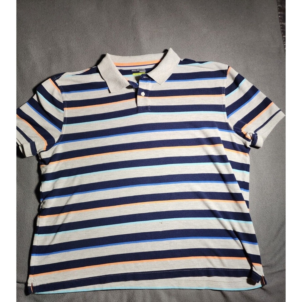 John Bartlett Consensus Shirt Mens XXL Gray Stripe Quarter Button Classic Polo